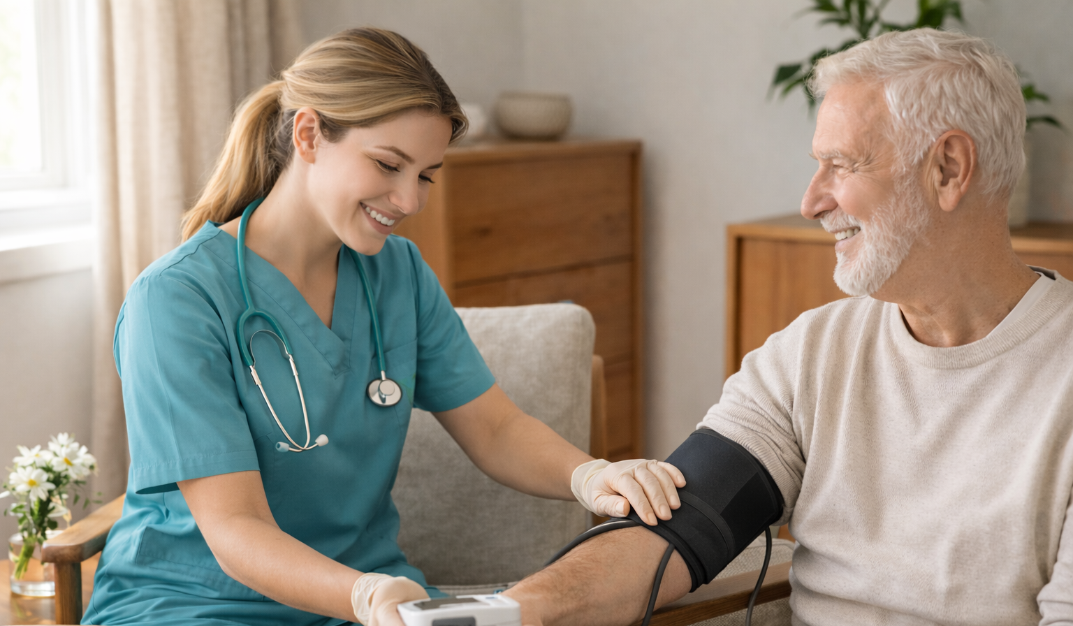 Visita de enfermagem ao domicílio Amor e Cuidado